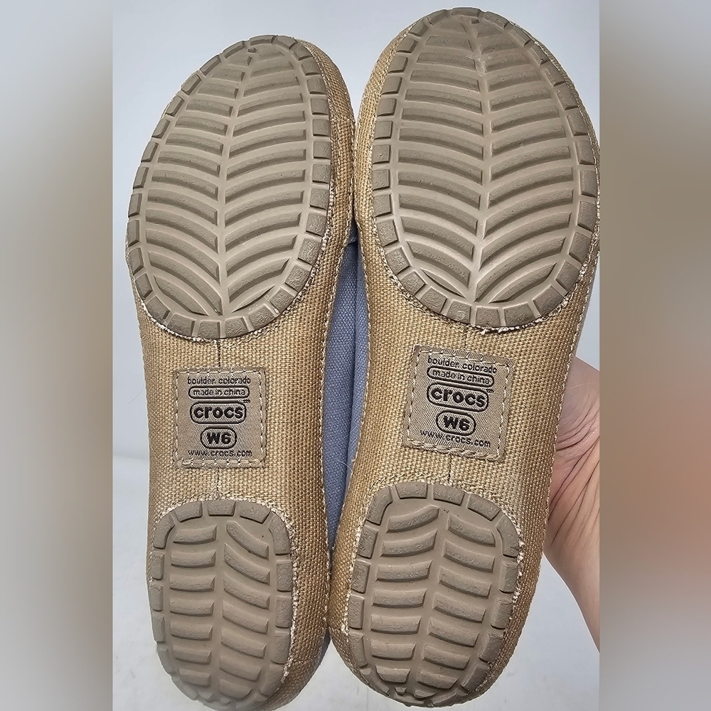 Crocs Angeline Blue Canvas Ballet Flat Comfort Slip Ons Size 6 - Picture 9 of 11